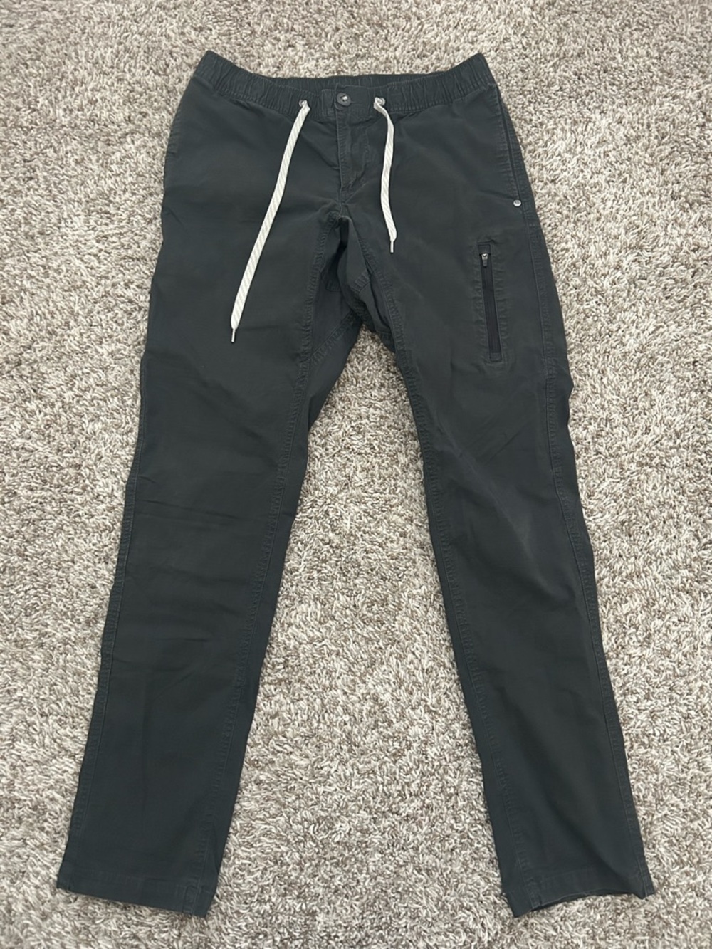 Vuori Ripstop Pants Mens Medium Gray Elastic Waist Zip Pockets Hiking Climber